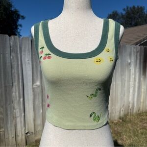 Coney Island Picnic green graphic tank top